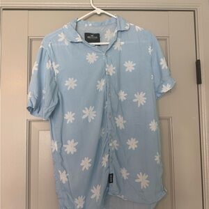 Hollister Men's Light Blue Floral Shirt